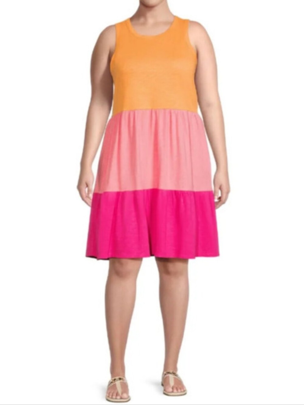 Terra & Sky Women's Size 3X (24W-26W) Tiered Tank Dress w/pockets NWT Coral rose